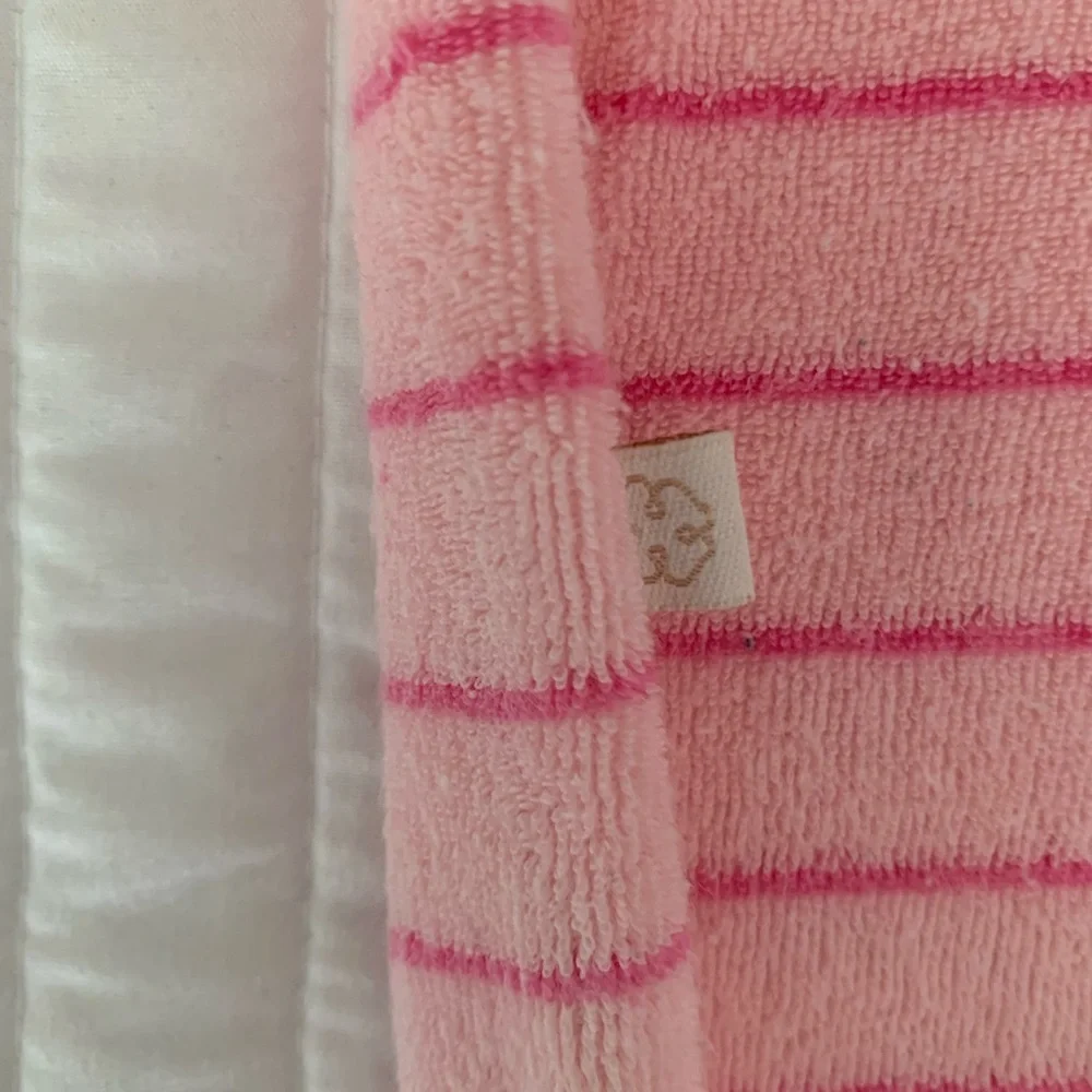 Vintage Oshkosh Baby Footed Sleeper Girls XXL 18M Pink Terry Cloth PJ Striped